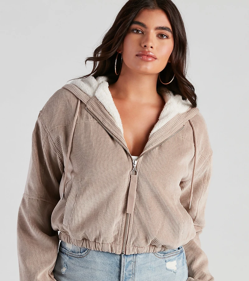 Corduroy Cutie Cropped Sherpa Jacket