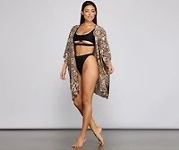 Sheer Snake Print Kimono