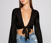 So Loved Pleated Tie Front Top