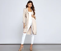 Striped Sophistication Long Blazer