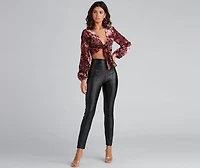 Luxe Velvet Floral Tie-Front Top