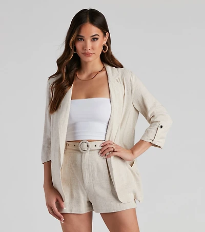 Modern Chill Linen 3/4 Sleeve Blazer