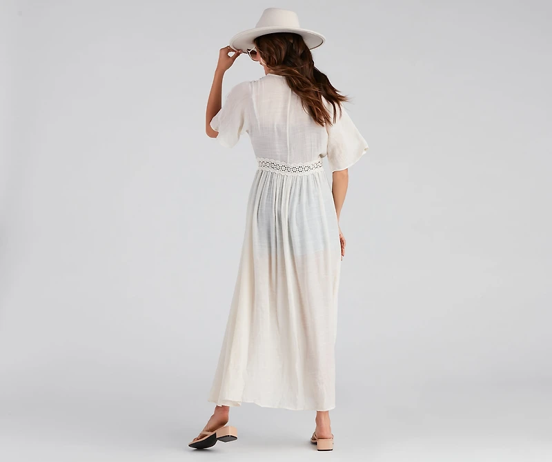 Hampton Vacay Crochet Trim Duster