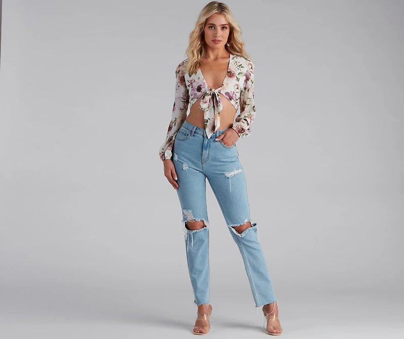Tie The Knot Floral Crop Top