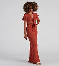 Weekend Mood Tie-Front Top