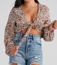 Bohemian Chic Paisley Tie Front Top