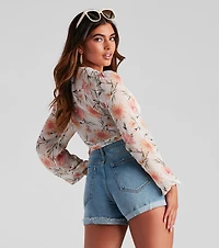Tie And Wait Floral Chiffon Top