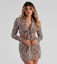 Trendy Babe Tie-Front Crop Top