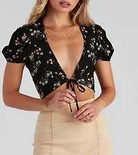 Sunday Strolls Floral Tie Front Top
