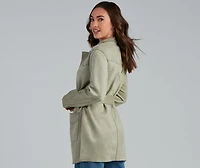 Here For It Faux Suede Trench