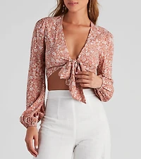 See Me Bloom Floral Tie Front Top