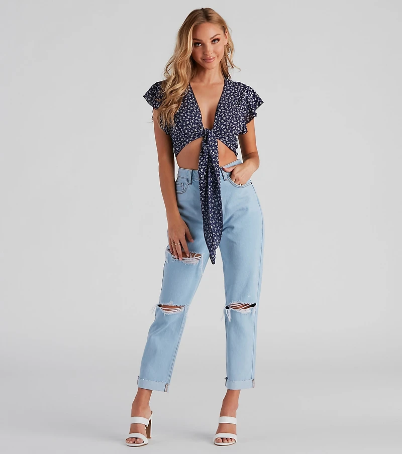 So Darling Ditsy Floral Crop Top