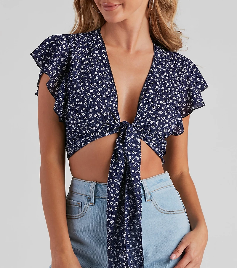 So Darling Ditsy Floral Crop Top