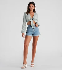 Swept Away Gauze Tie Front Top