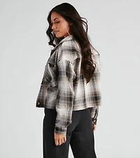 Chill Temps Plaid Crop Shacket