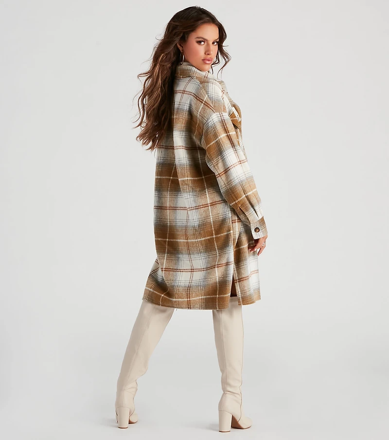Best Match Plaid Longline Shacket