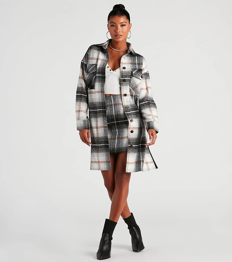 Best Match Plaid Longline Shacket