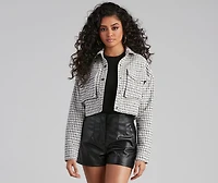 Preppy Element Tweed Crop Jacket
