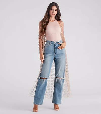 Effortlessly Glam Pearl And Rhinestone Duster