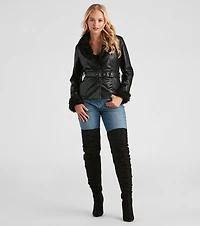 Utterly Fab Faux Fur Leather Blazer