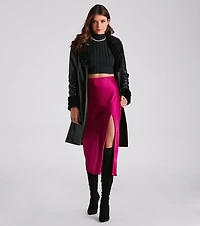 Layered Luxe Faux Leather Trench Coat