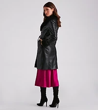 Layered Luxe Faux Leather Trench Coat