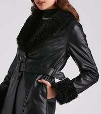 Layered Luxe Faux Leather Trench Coat