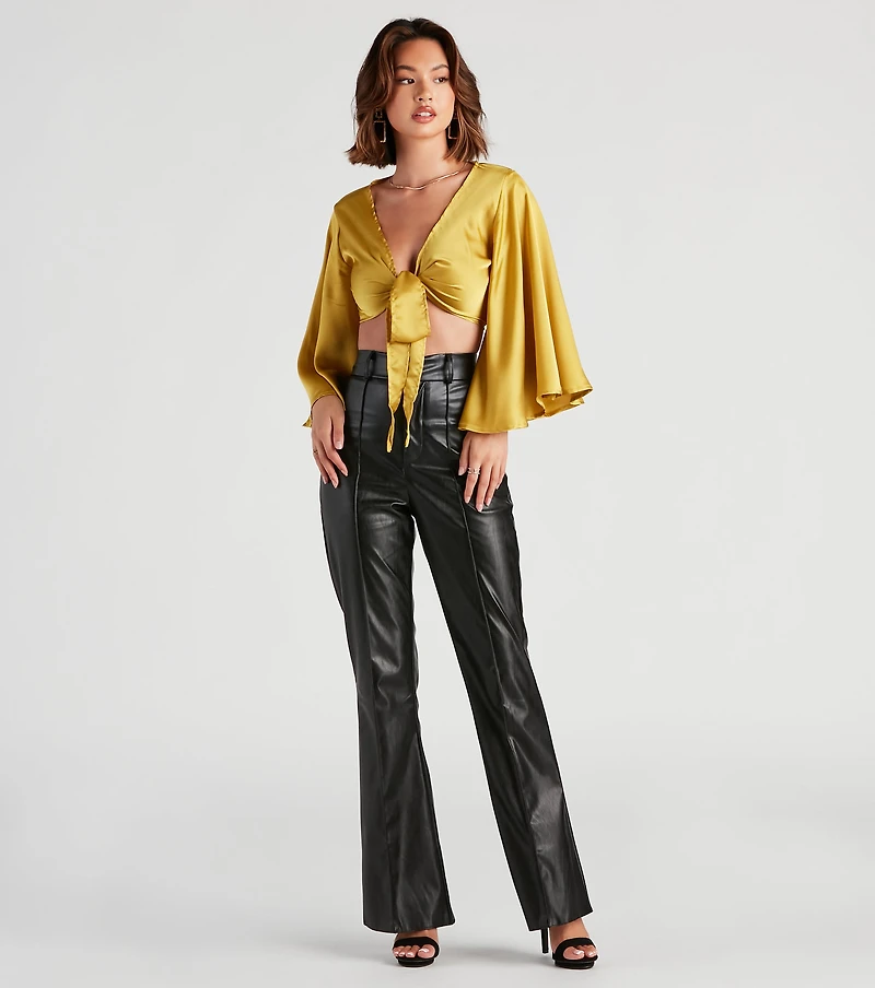 Sweet Secret Satin Kimono Sleeve Top