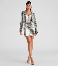 Social Scene Plaid Tweed Blazer
