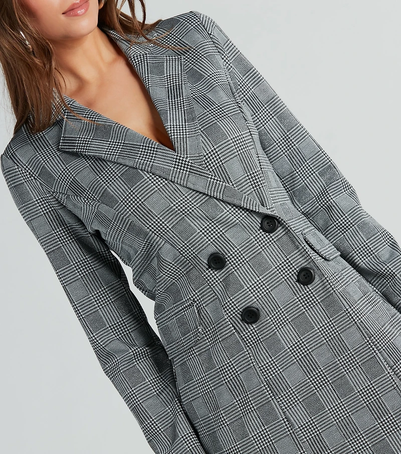 Things To Do Ponte Plaid Blazer Dress