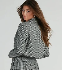 Preppy Perfection Gingham Twill Cropped Blazer