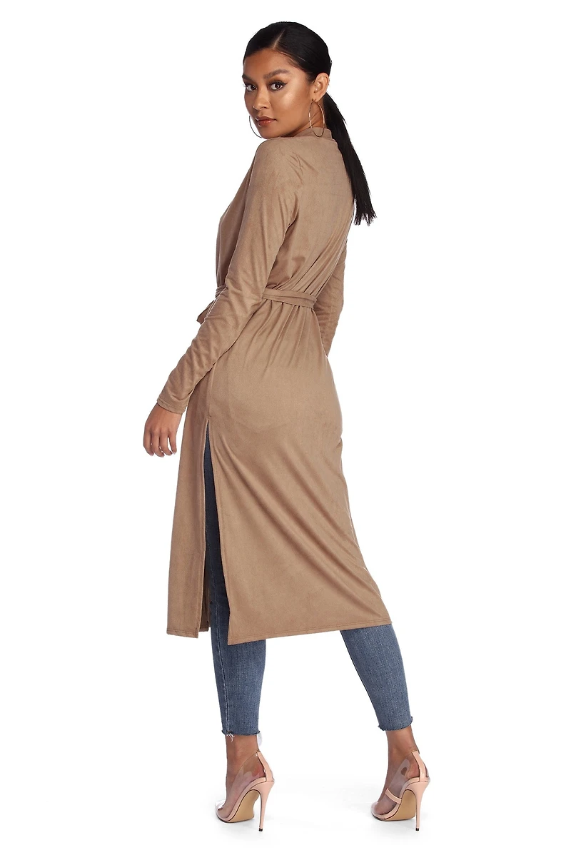 Stylin' Suede Belted Trench