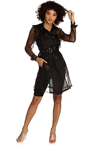 Sheer Organza Trench Coat