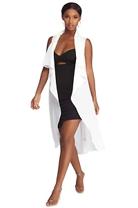 Drape Front Tie Waist Vest