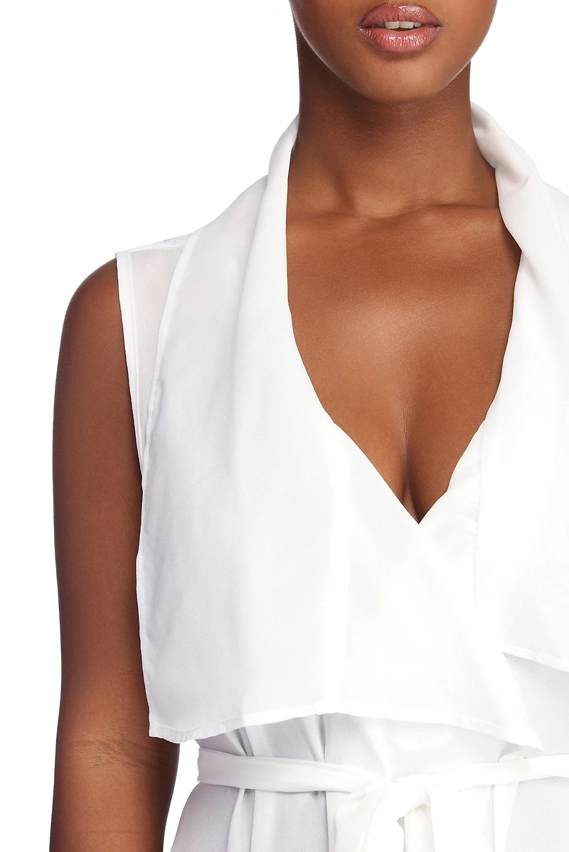 Drape Front Tie Waist Vest