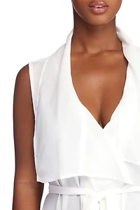 Drape Front Tie Waist Vest