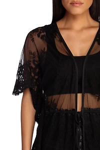 Tie Waist Lace Duster
