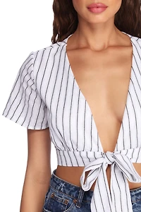 Flutter Sleeve Tie Front Blouse