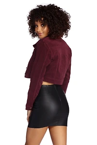 Cropped Corduroy Button Up Jacket