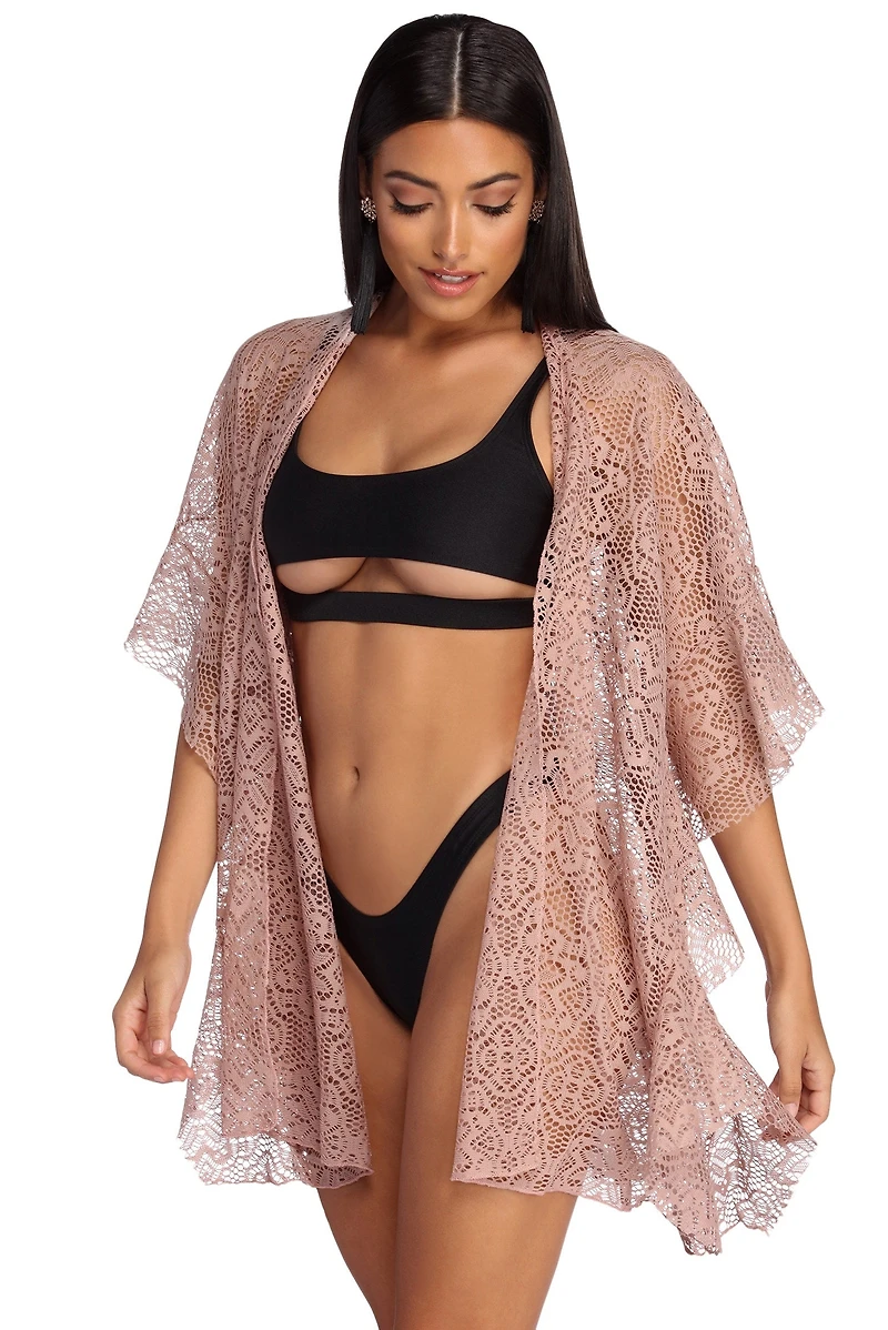 Ruffled Lace Kimono