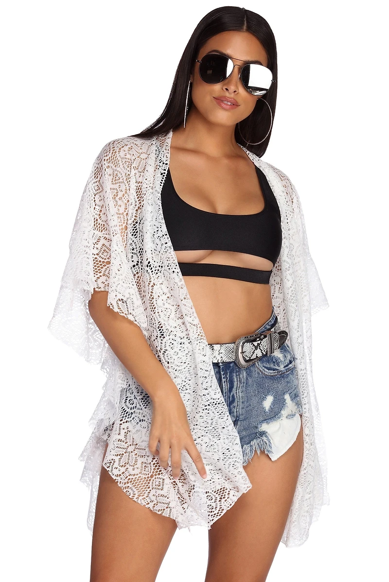 Ruffled Lace Kimono