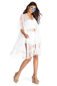 Fun Fringe Lace Kimono Cover Up