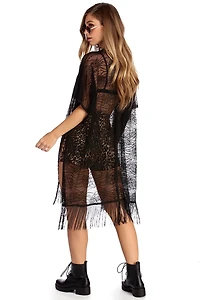 Fun Fringe Lace Kimono Cover Up