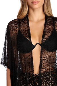 Fun Fringe Lace Kimono Cover Up