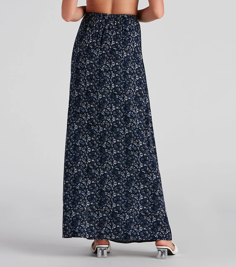 Kaleidoscope Boho Slit Maxi Skirt