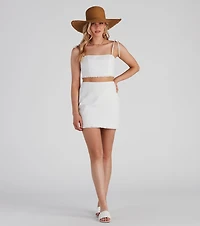 Social Linen Fringe Mini Skirt