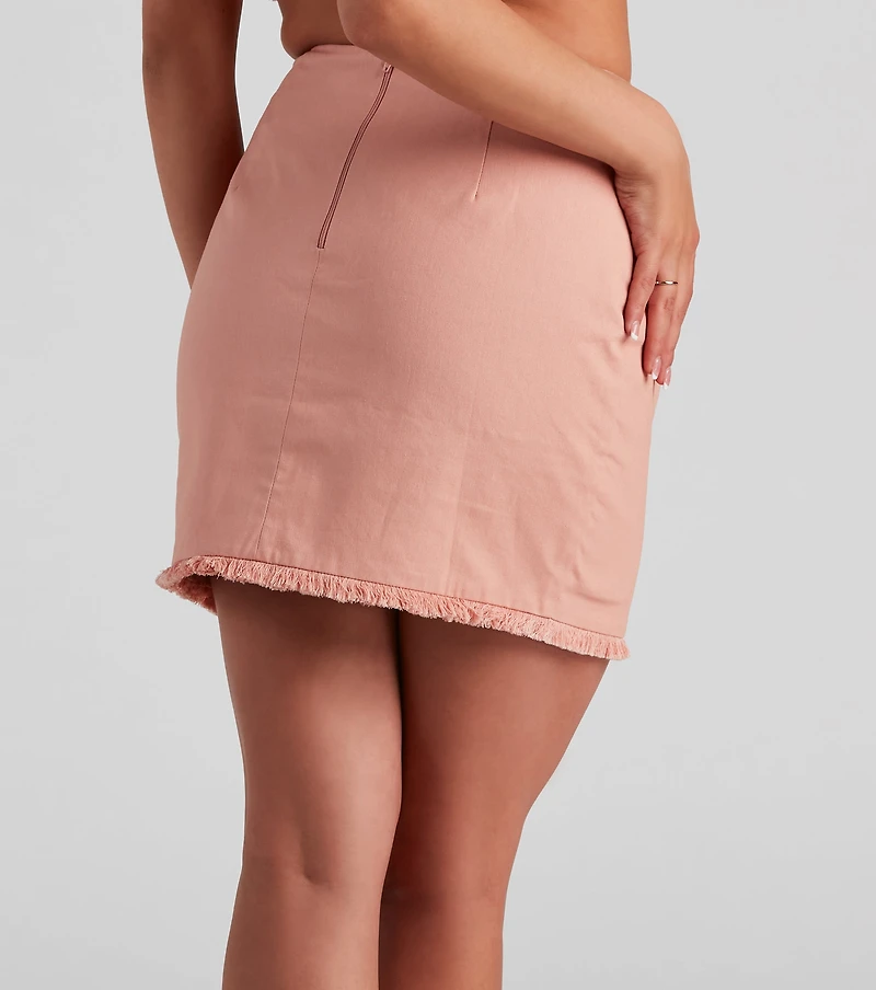 Social Linen Fringe Mini Skirt