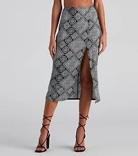 Challis Boho Slit Midi Skirt
