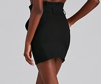 Booked And Busy Twill Paperbag Mini Skirt