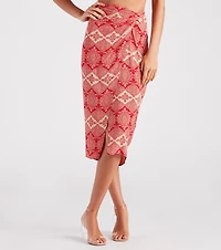Boho Summer Style Wrap Midi Skirt